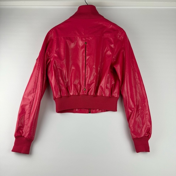 Paper Denim & Cloth Women’s Large Pink Faux Leather Bomber Jacket - Picture 6 of 10